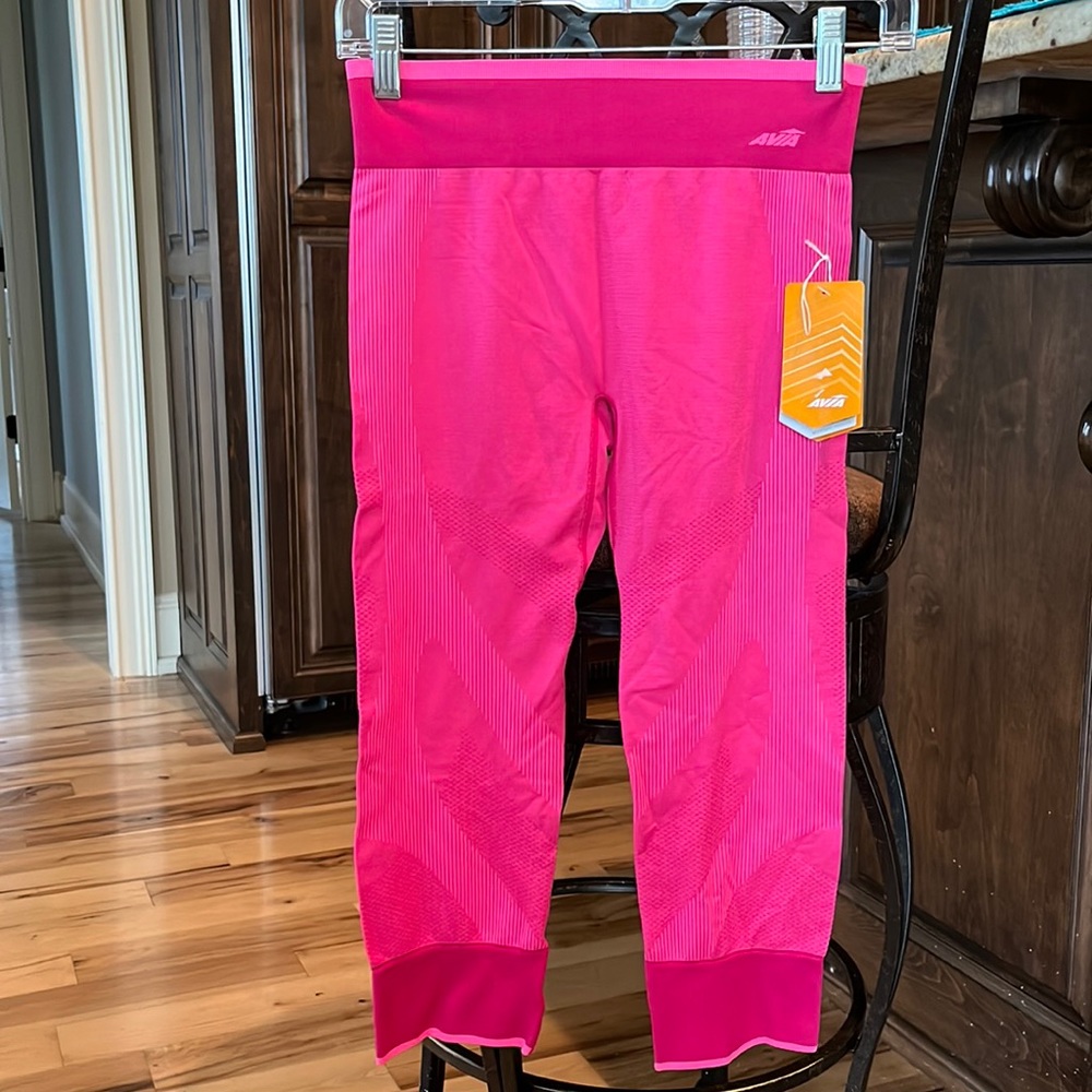 Performance Athletic Leggings Pink Sizzle New Avia Bodymapped Capri Womens Small